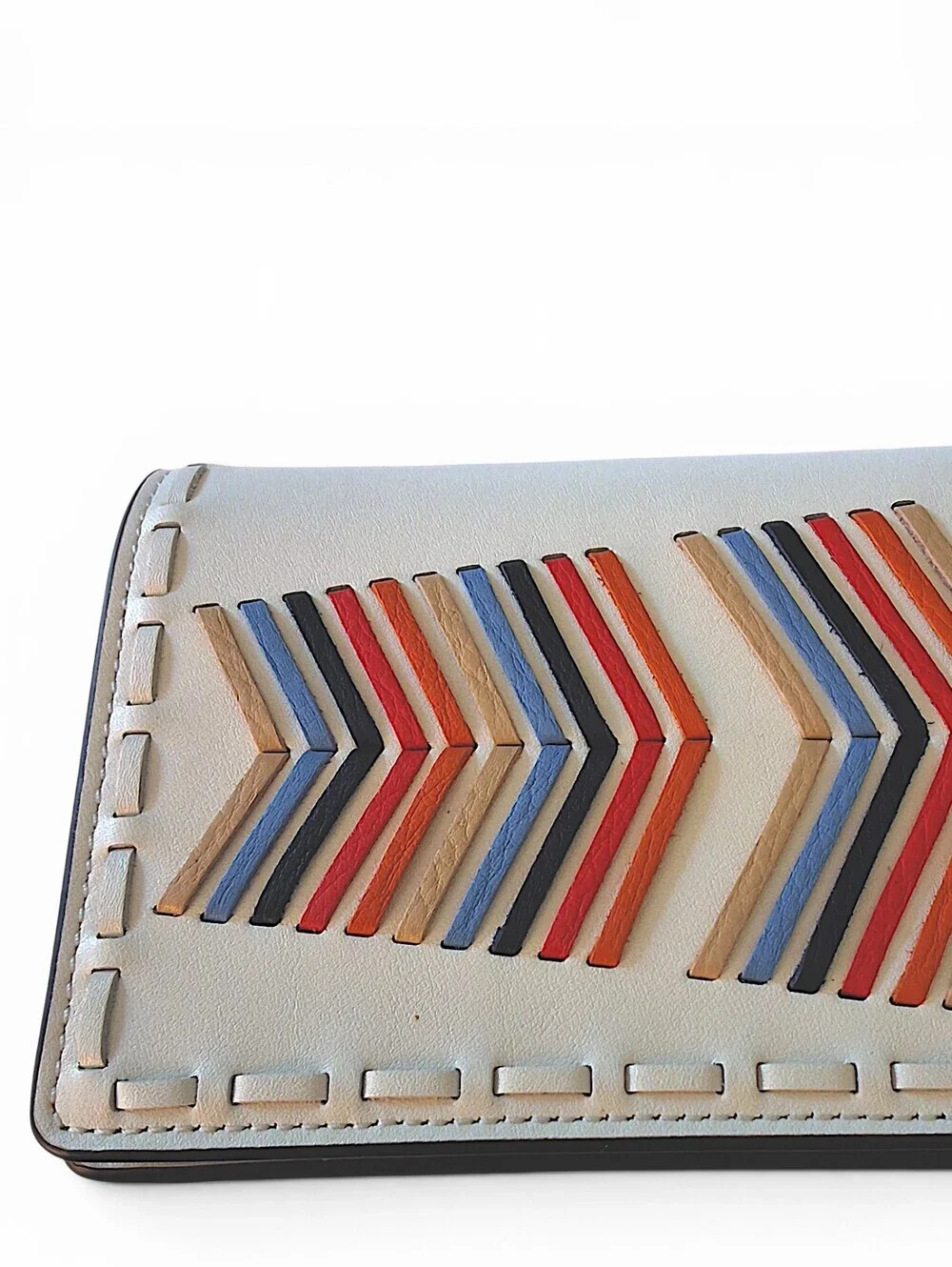 Tory Burch Leather Envelope Clutch NWOT Chevron Inlay Dust Bag Included